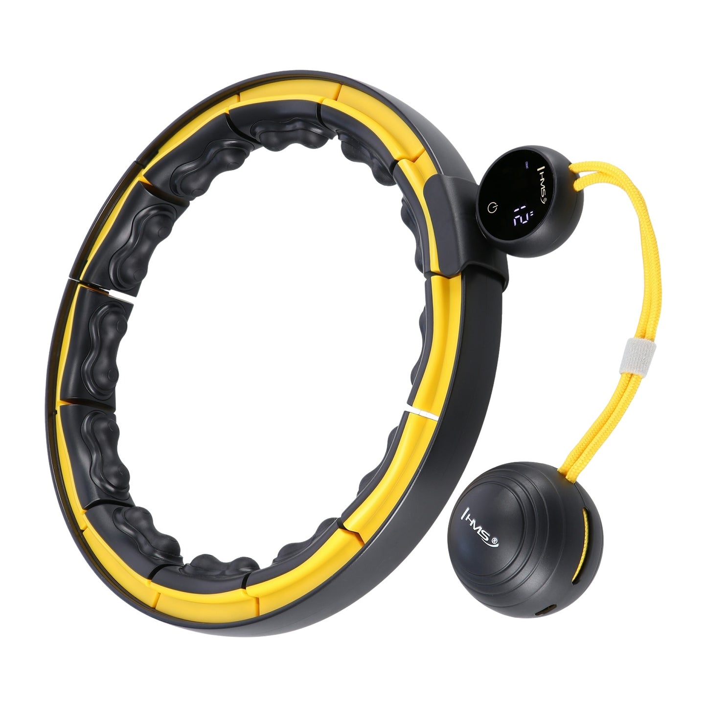 Magnetic Weighted Hula Hoop, TPE, Black/Yellow, with Counter