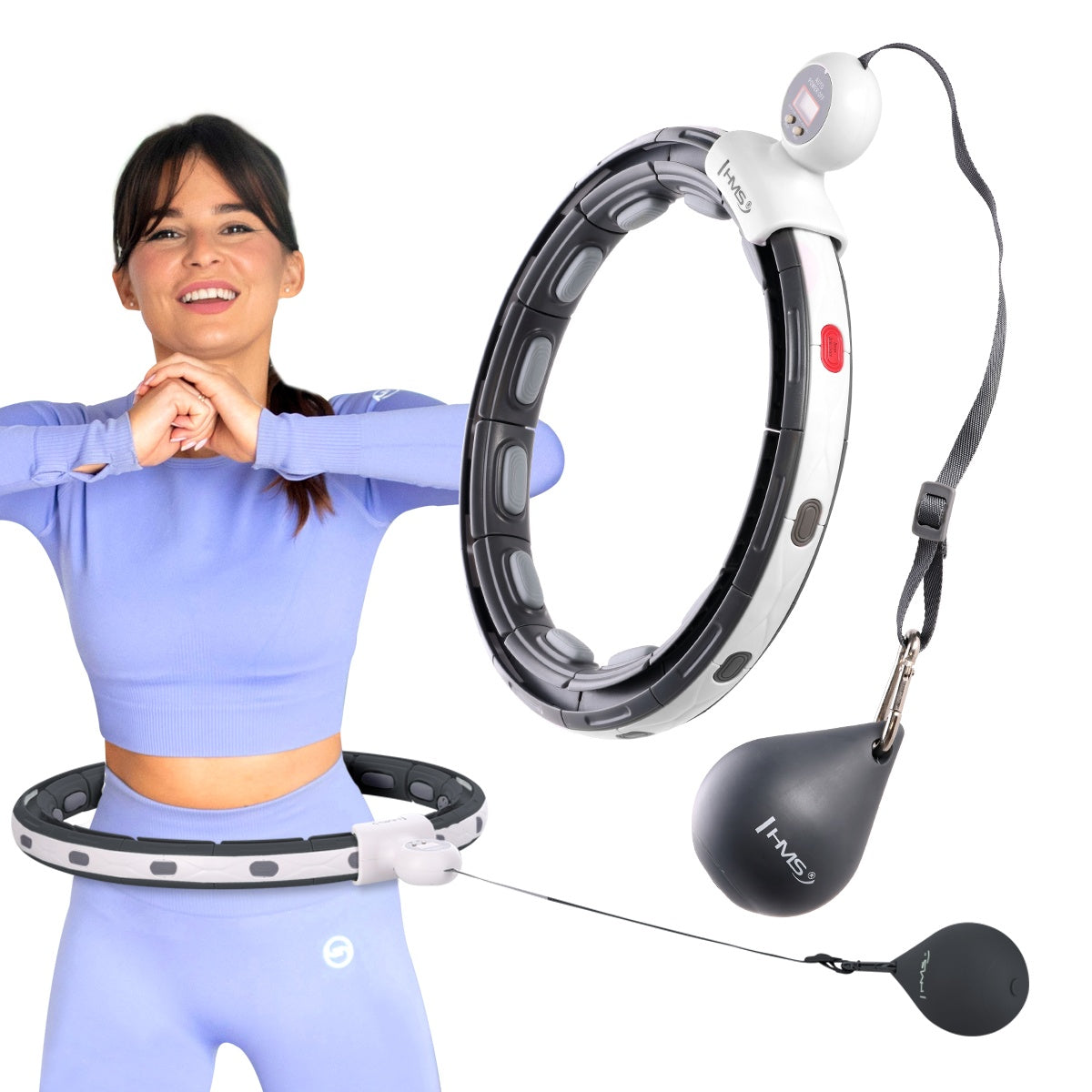 Magnetic Weighted Hula Hoop with Counter, Black