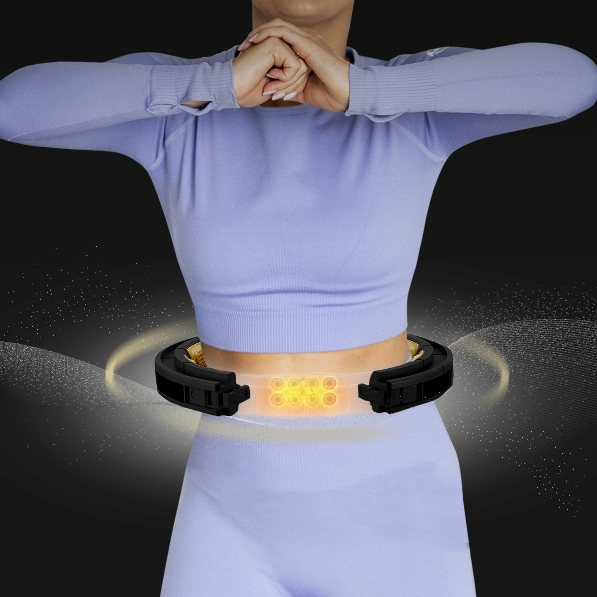 Magnetic Weighted Hula Hoop with Counter, Black/Gold