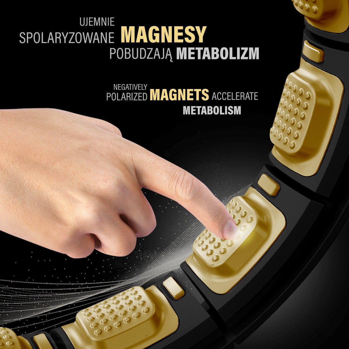 Magnetic Weighted Hula Hoop with Counter, Black/Gold