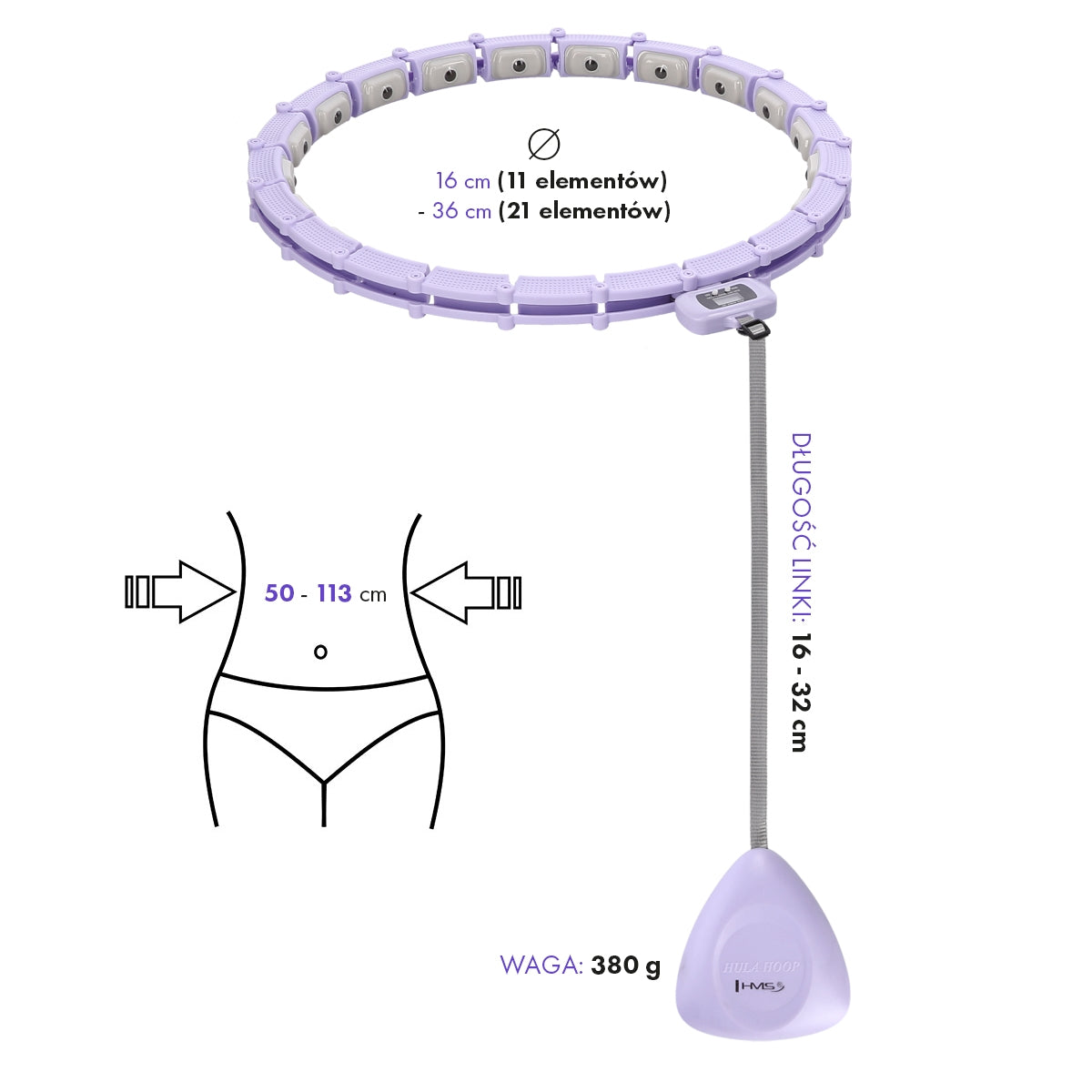 Magnetic Weighted Hula Hoop with Counter, Violet