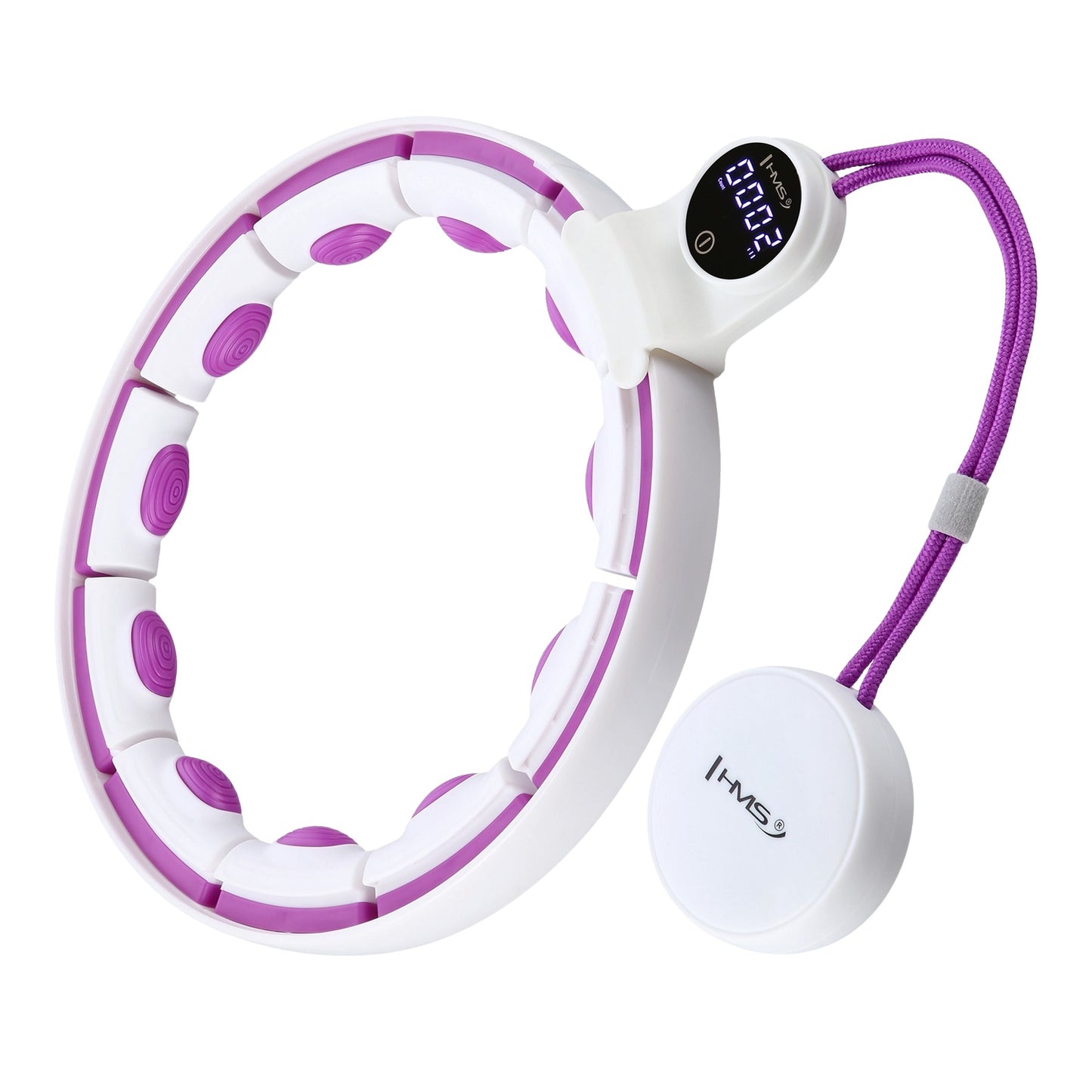 Magnetic Weighted Hula Hoop with Counter, White/Violet