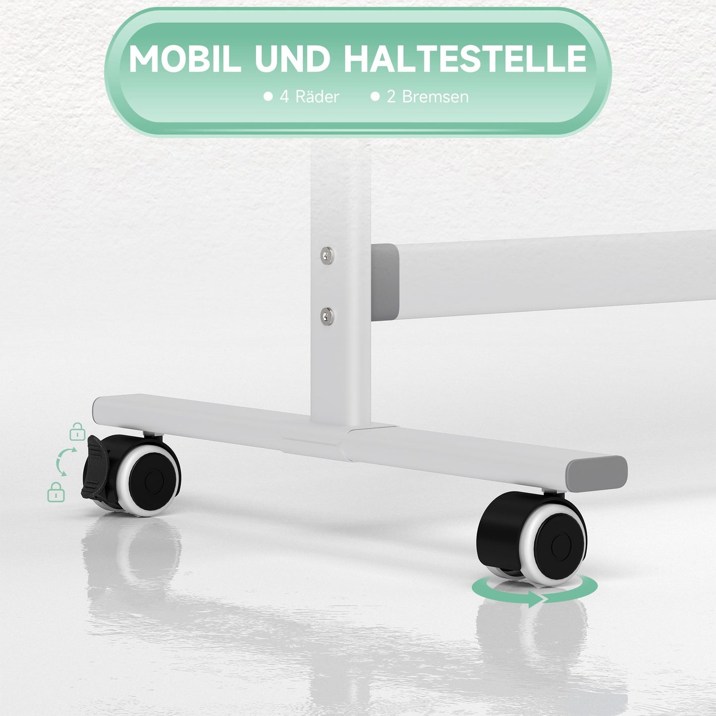 Double-sided whiteboard 120x90 cm with stand & wheels