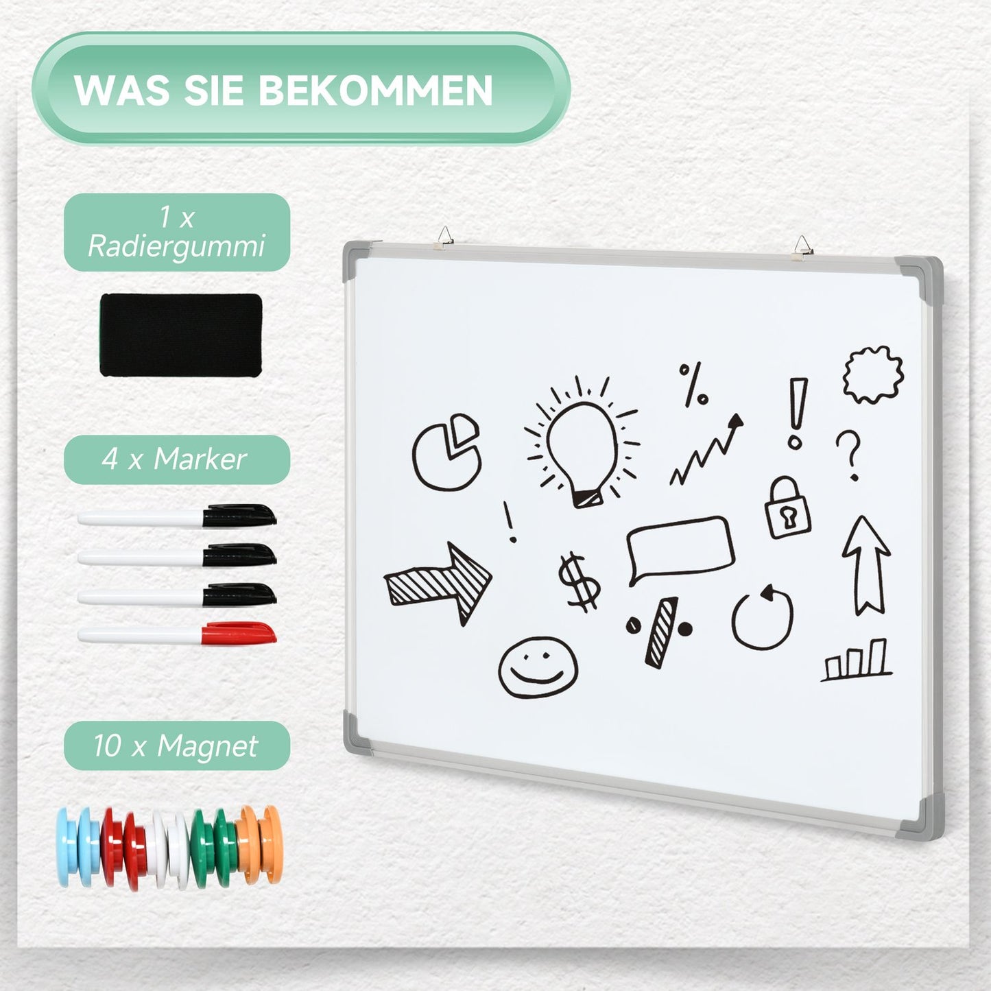 Magnetic Dry Erase Whiteboard with accessory set