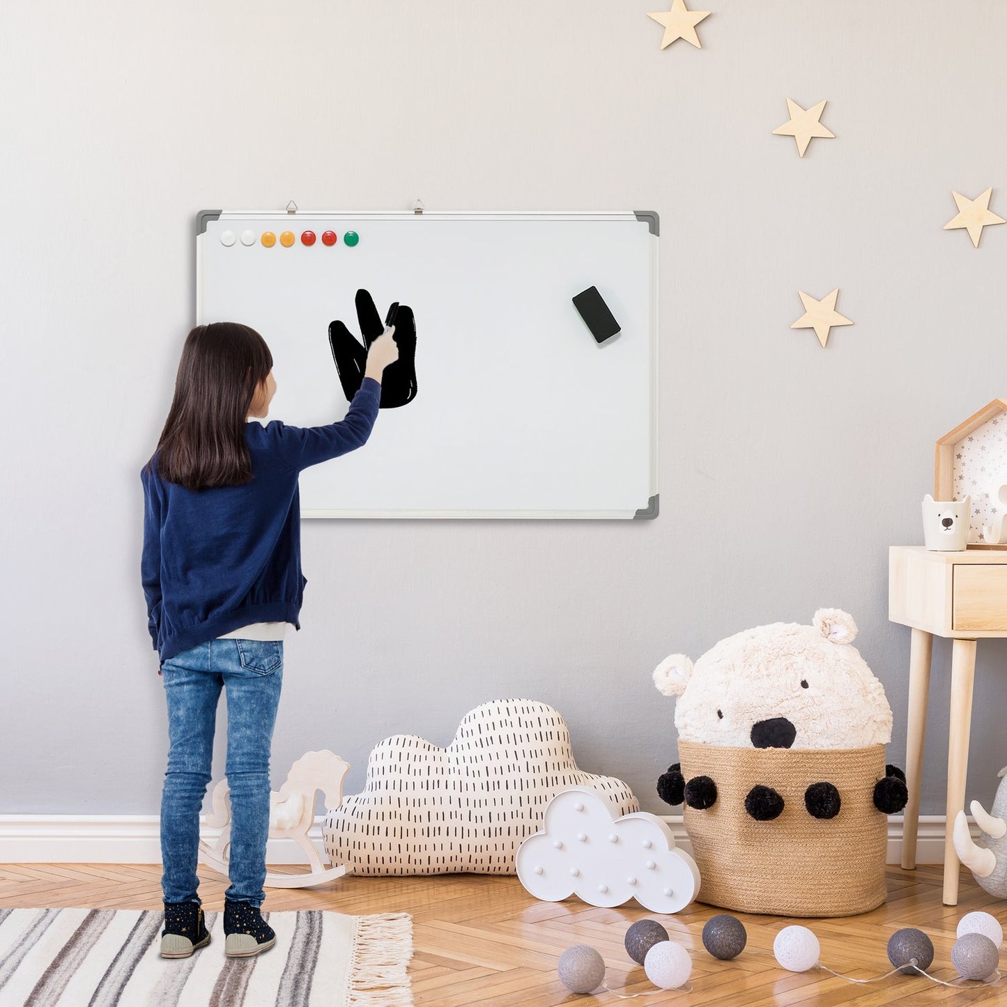 Magnetic Dry Erase Whiteboard with accessory set