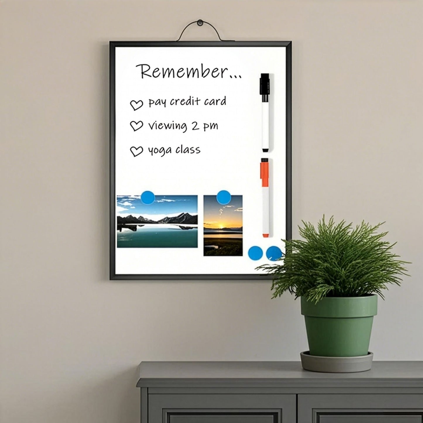 Magnetic Whiteboard with Markers & Magnets, Wall-Mountable