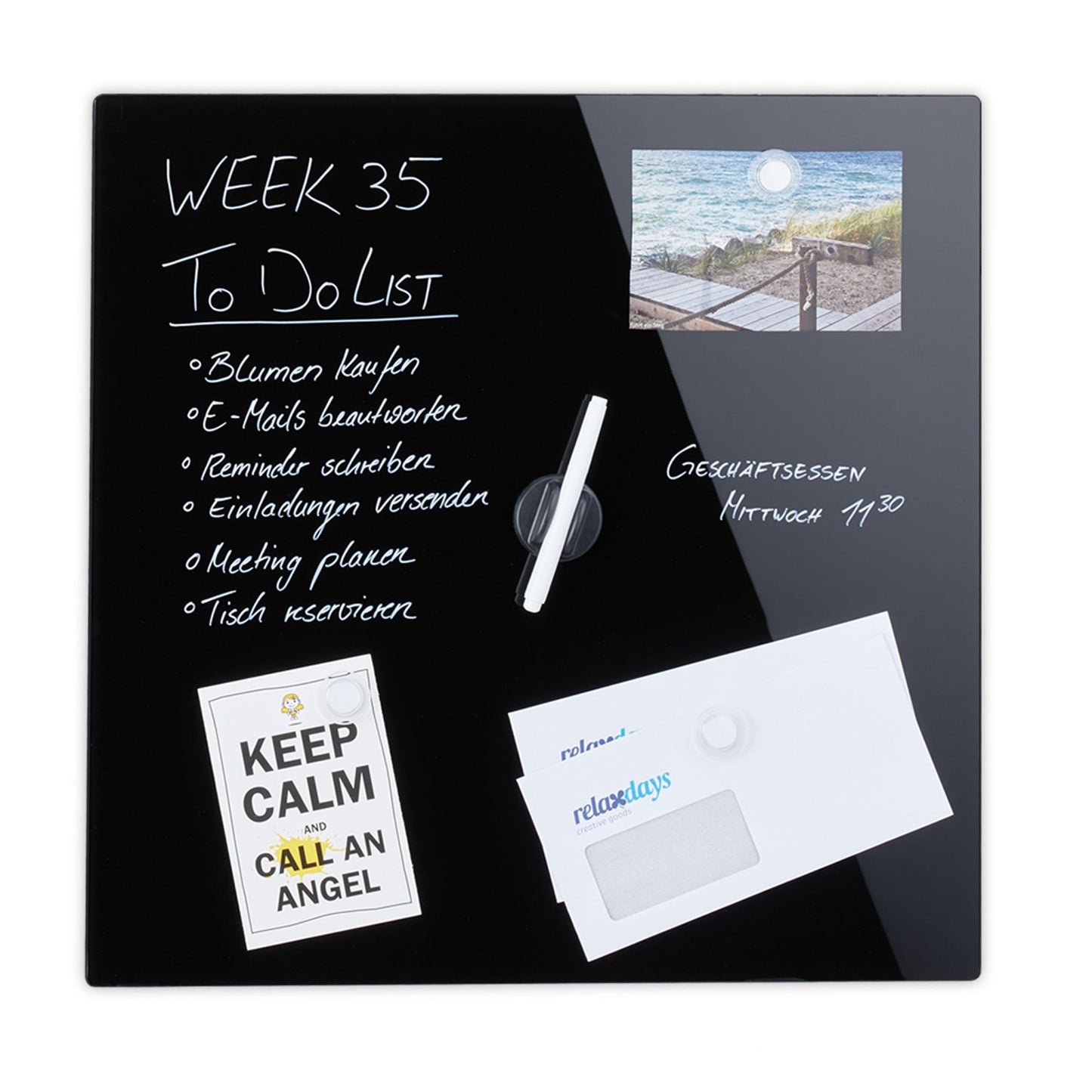 Magnetic board in black glass