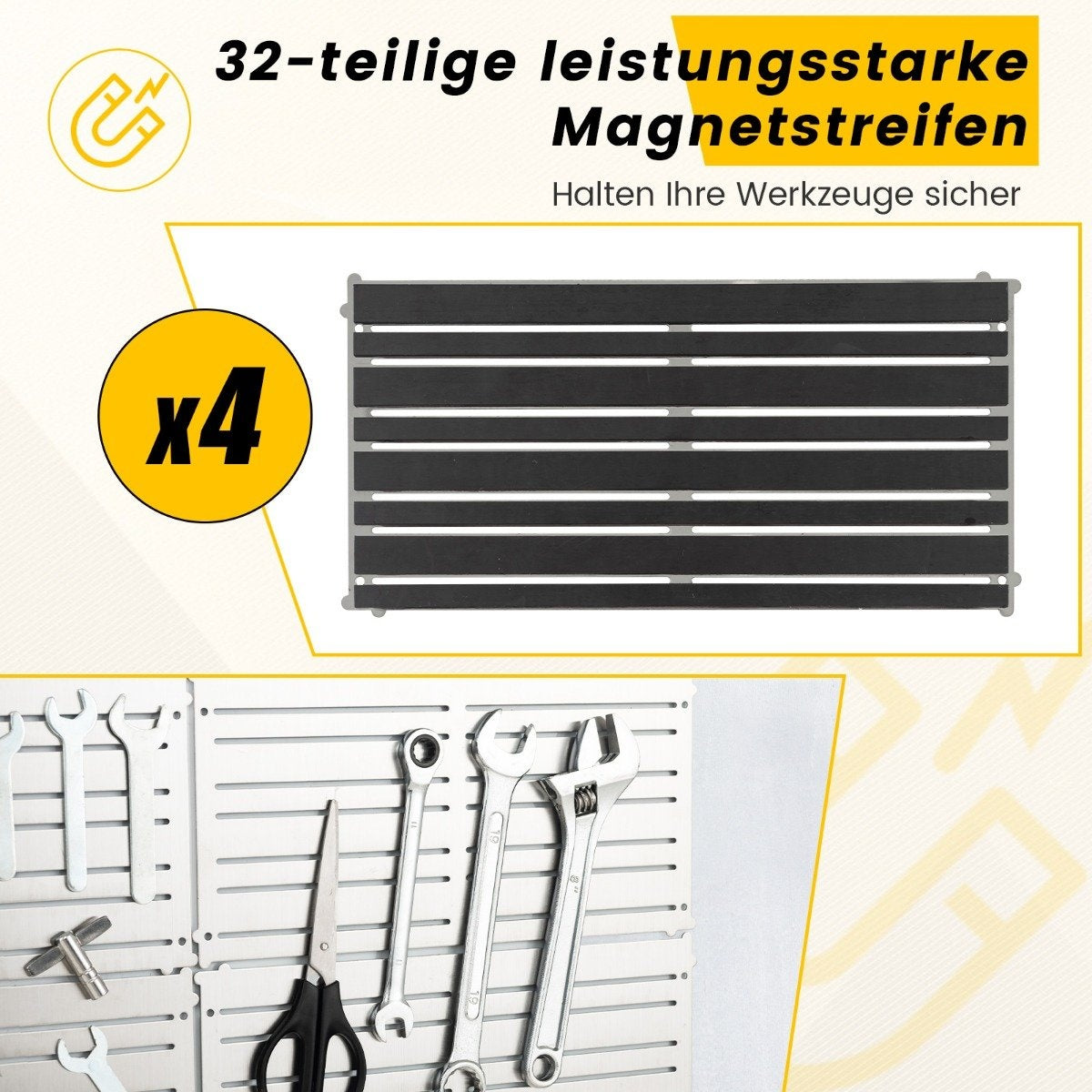 Magnetic tool holder wall 4 tool plates 32 strong magnetic strips