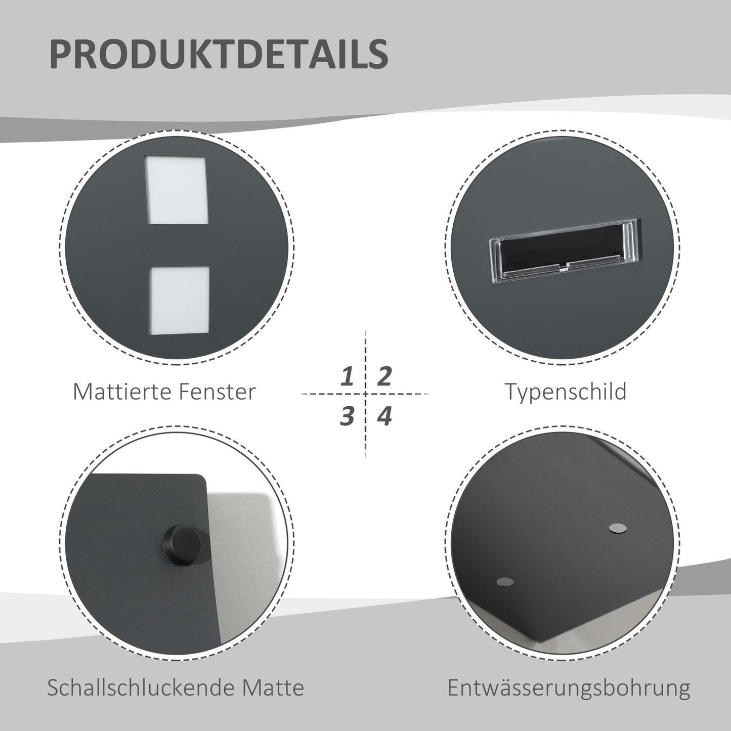 Locking wall mailbox with lid, viewing window - dark grey