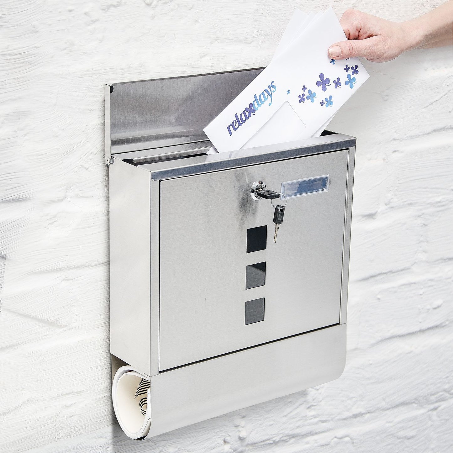 Mailbox stainless steel with magazine compartment