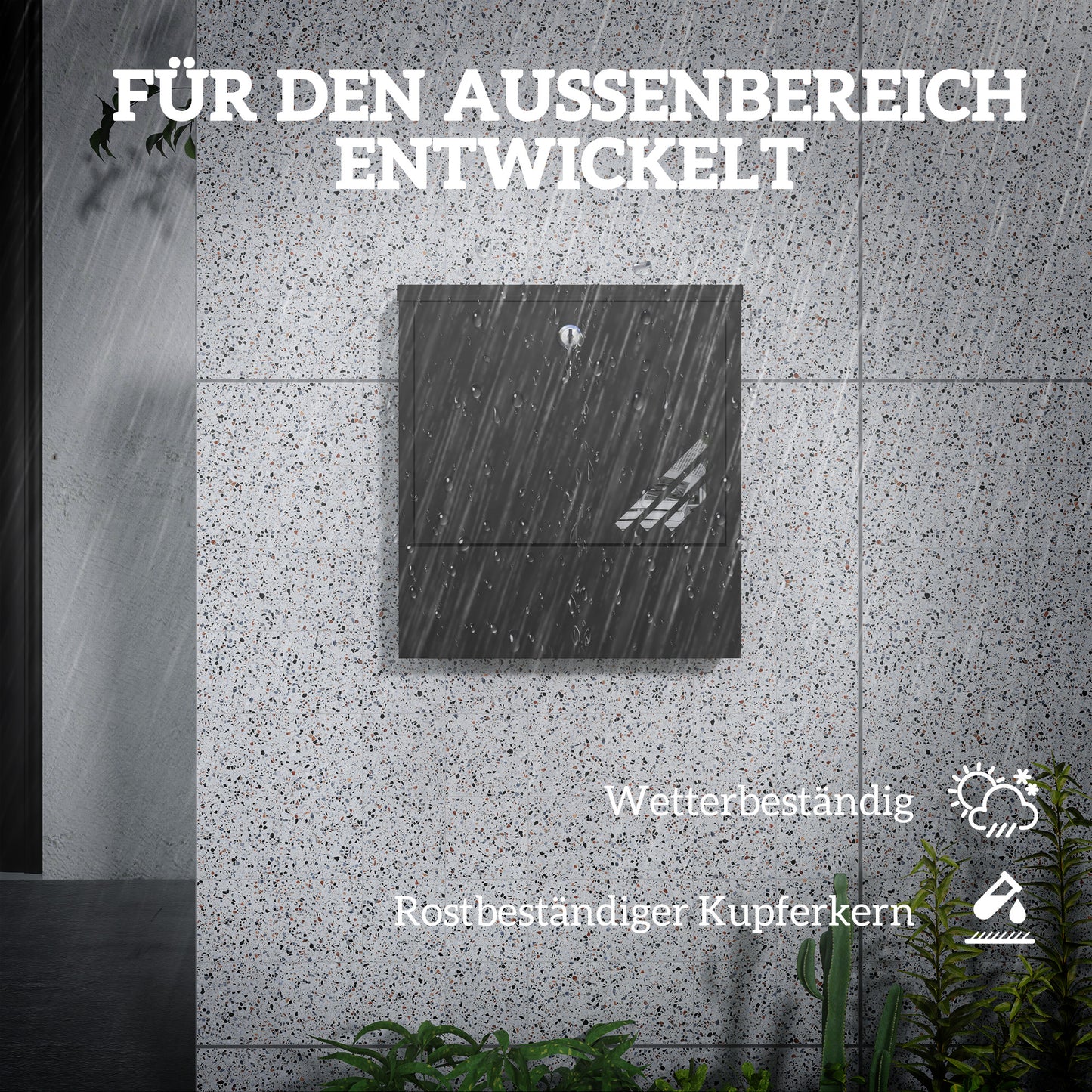 Outdoor mailbox in metal with lock, dark grey, 30x8.5x32.5 cm