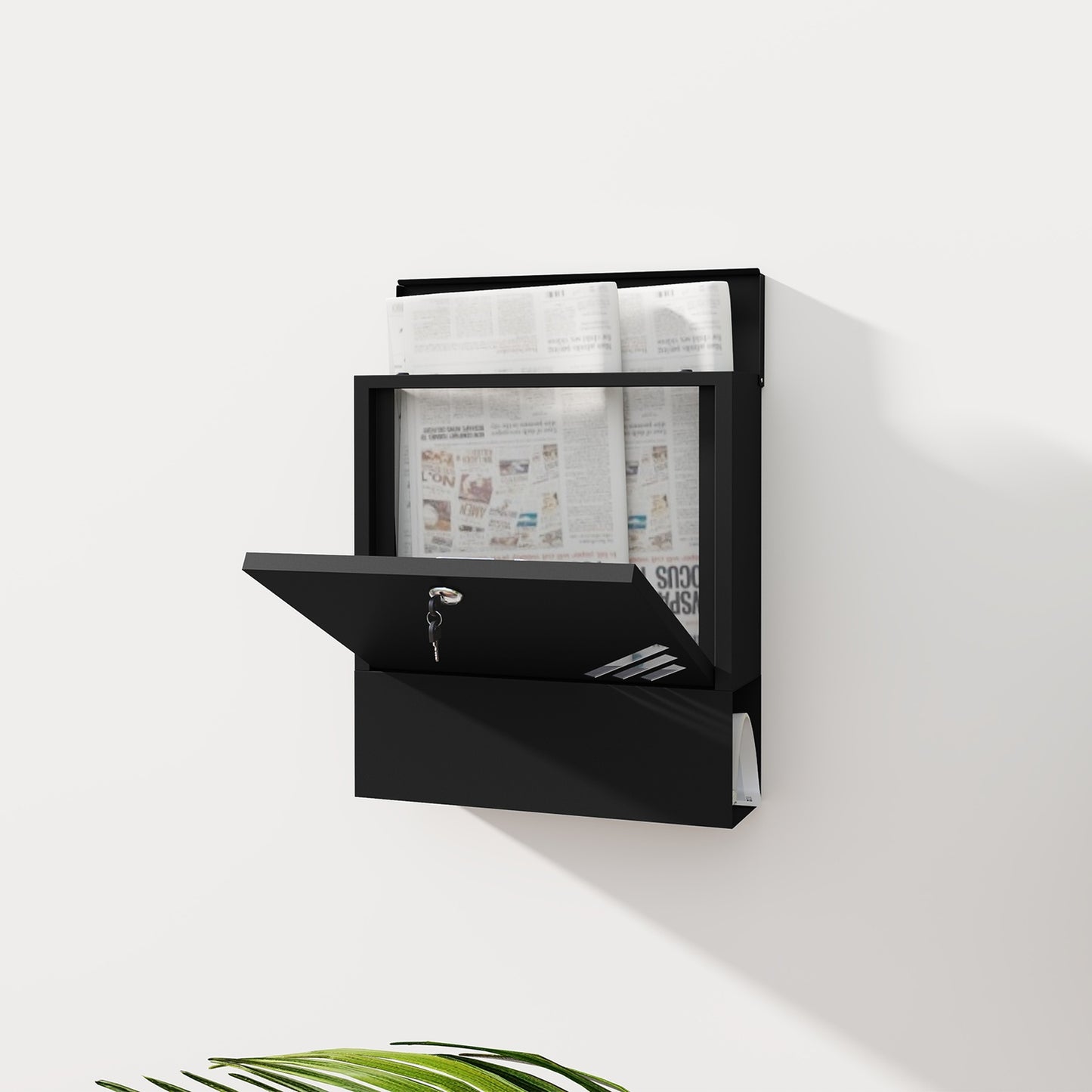 Outdoor mailbox in metal with lock, dark grey, 30x8.5x32.5 cm