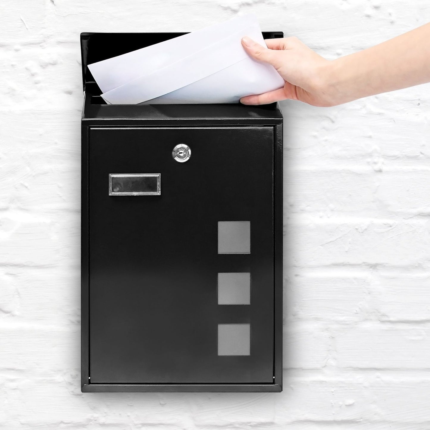 Mailbox with 3 square viewing windows