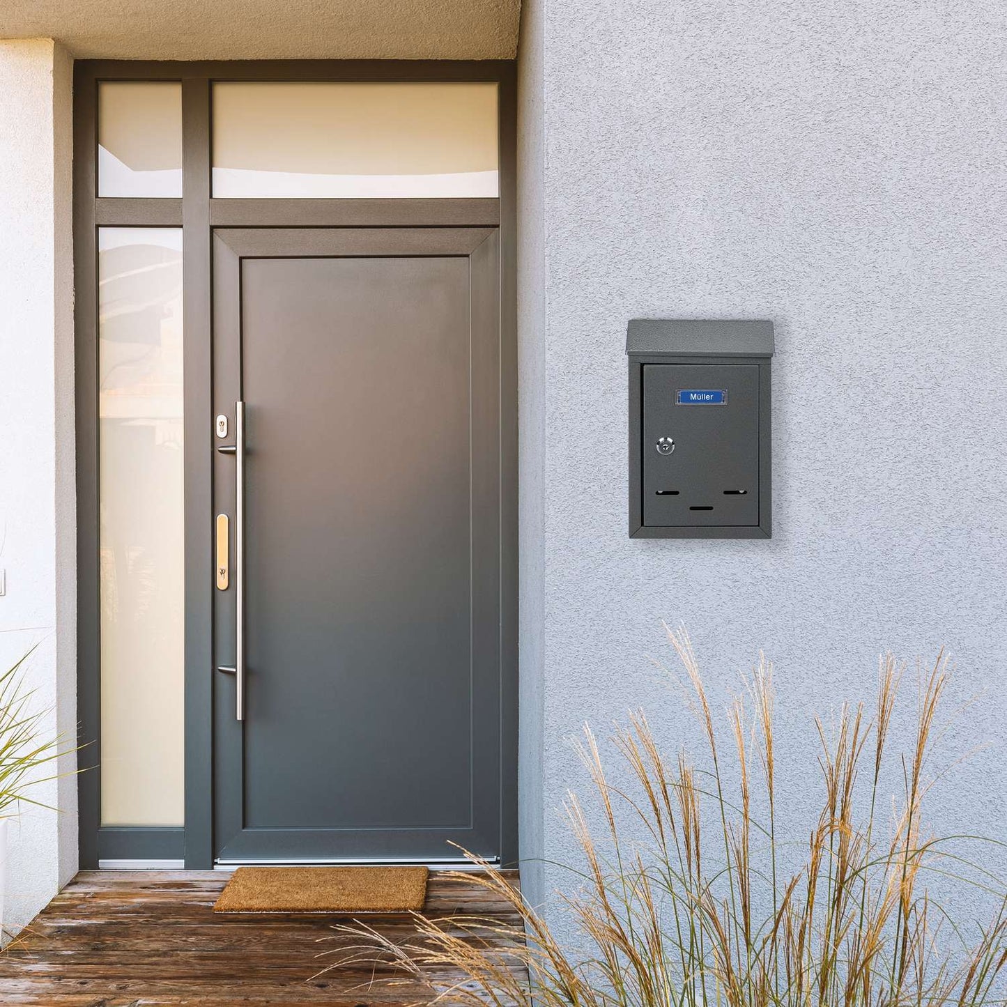 Mailbox with nameplate