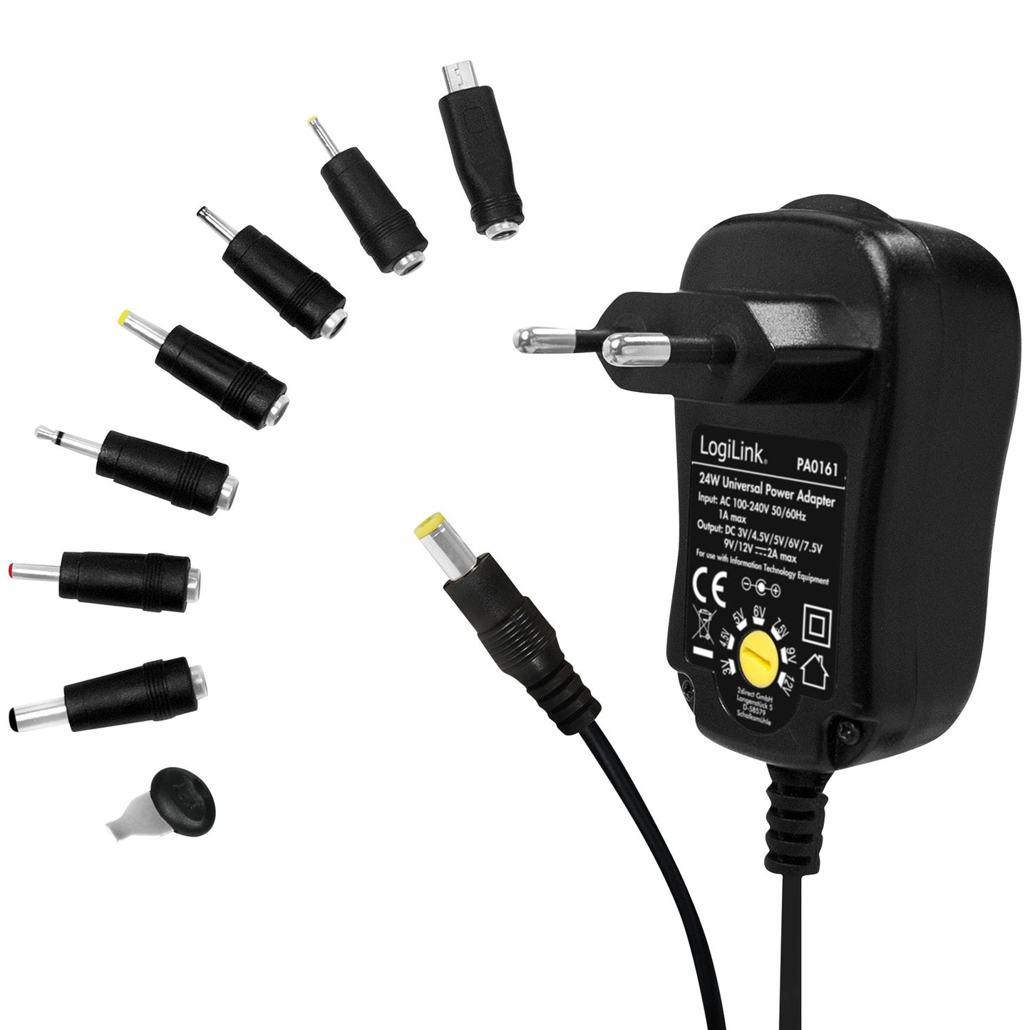 Mains adapter 230V-> 3-12V 2A 24W