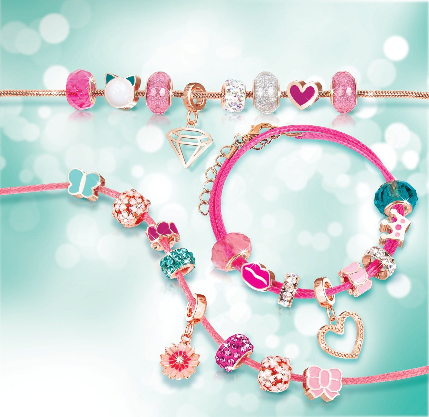 Make It Real Diy Halo Charms Bracelets Set "Think Pink"