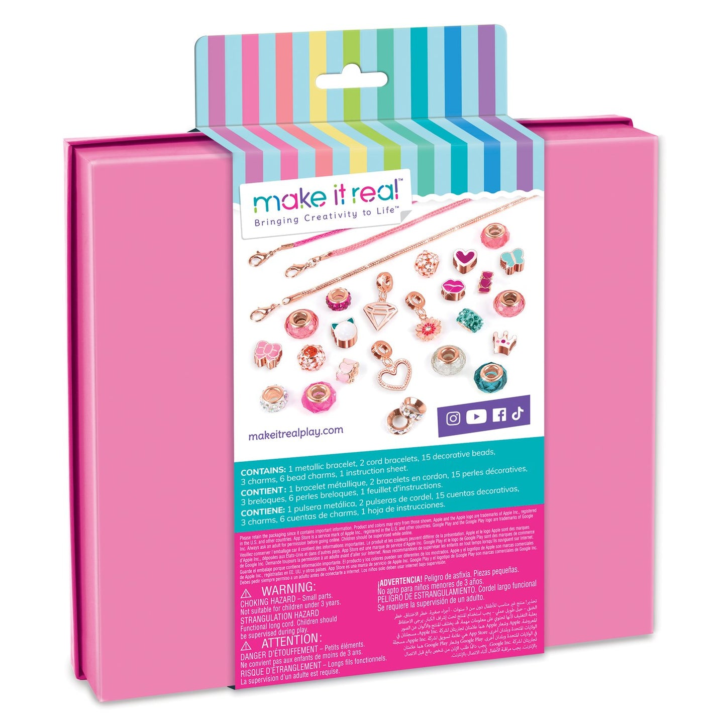 Make It Real Diy Halo Charms Bracelets Set "Think Pink"