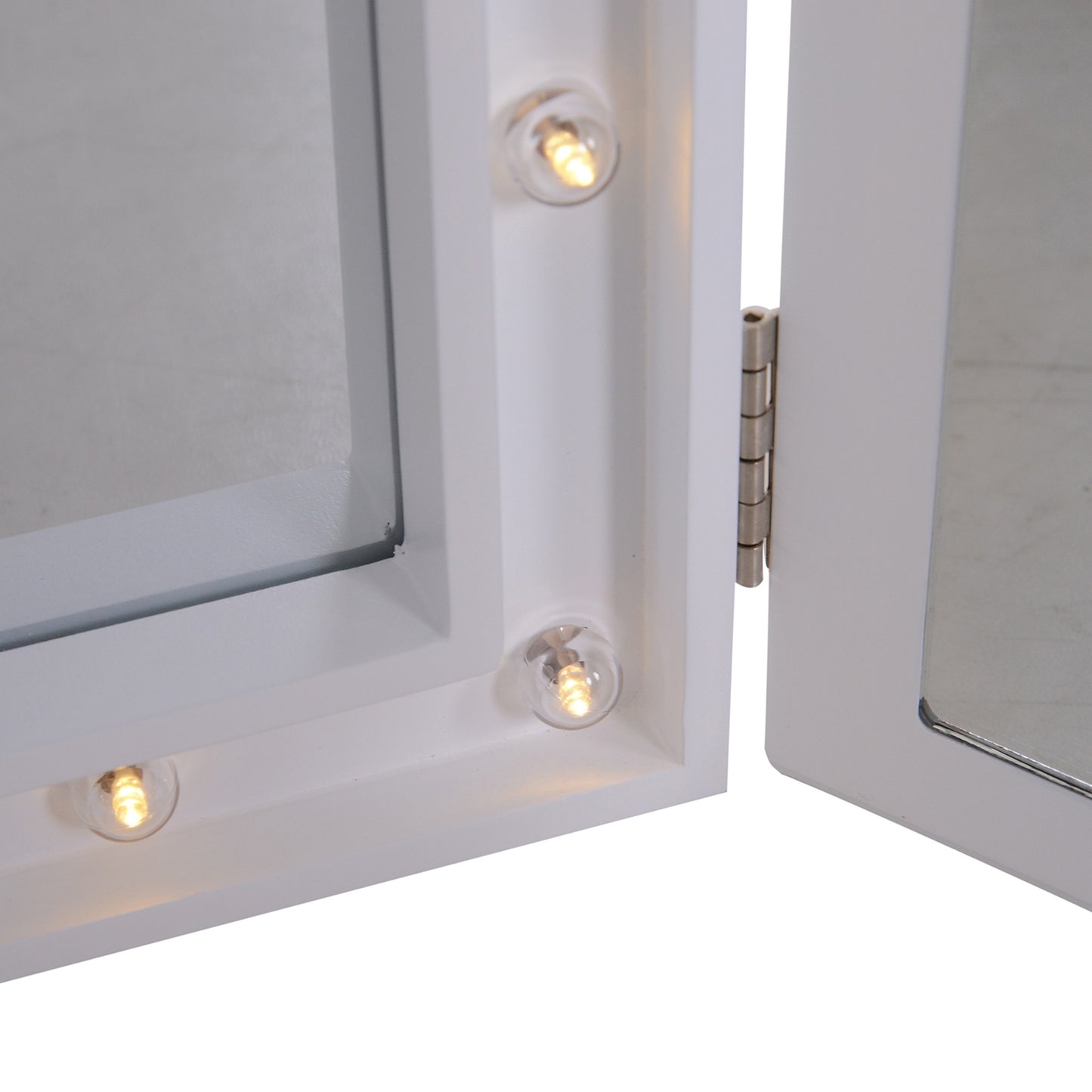 Makeup Mirror with 16 LEDs, Foldable, Battery-Powered, White