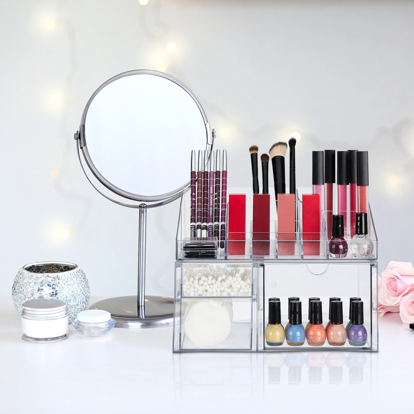 Makeup Storage Box with Drawers, 14 Compartments