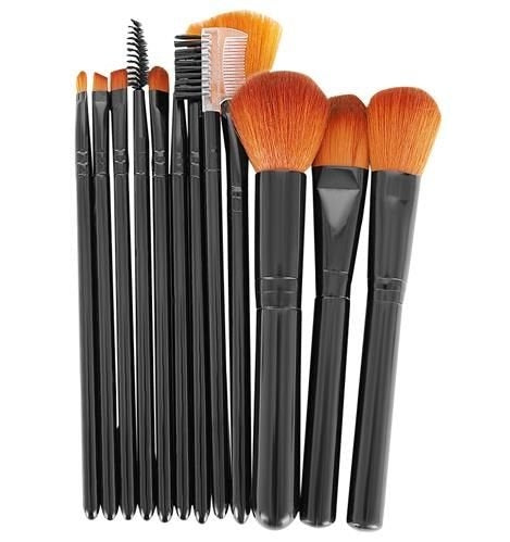 Makeup brushes 12 pcs black - set