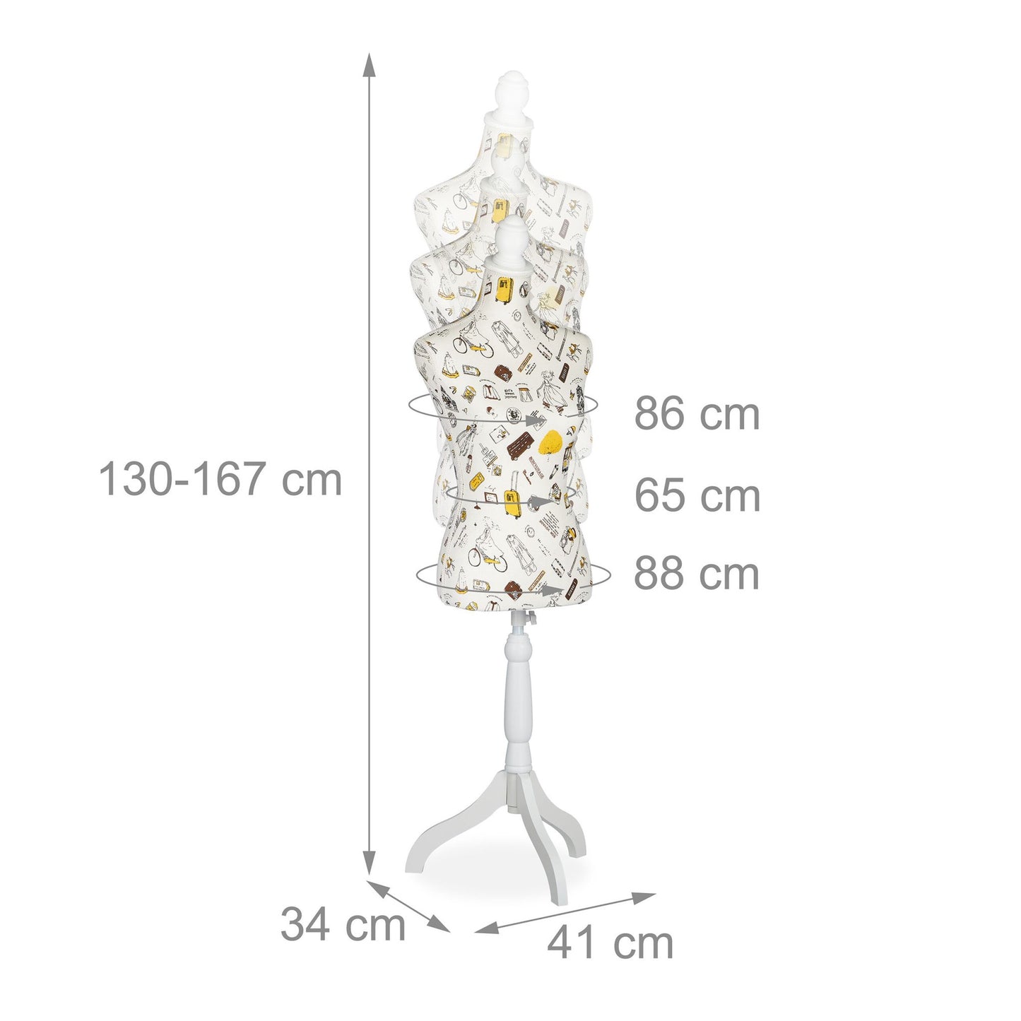 Make-up mannequin with adjustable height