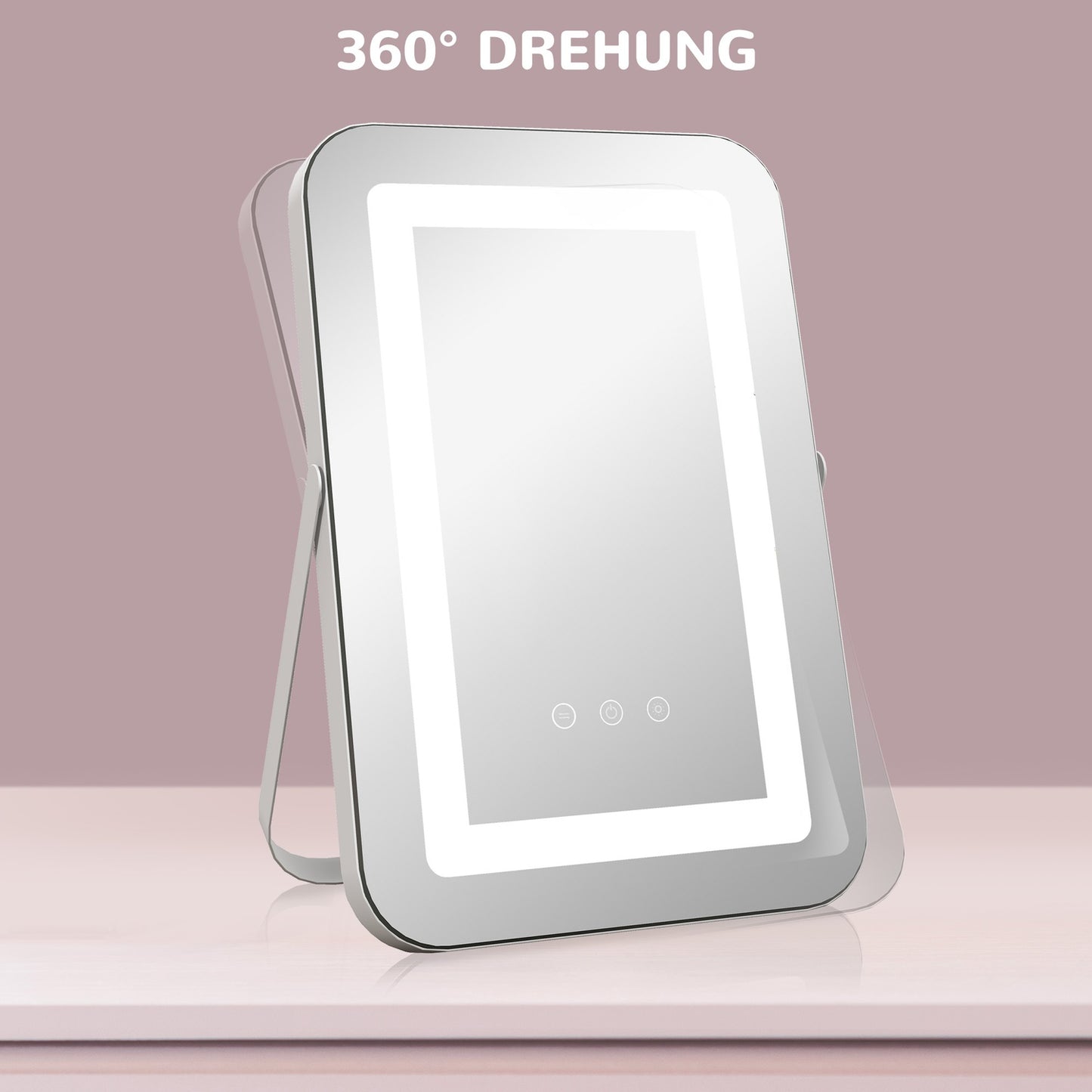 LED makeup mirror, 10X magnification, 3 bright colors, rotatable