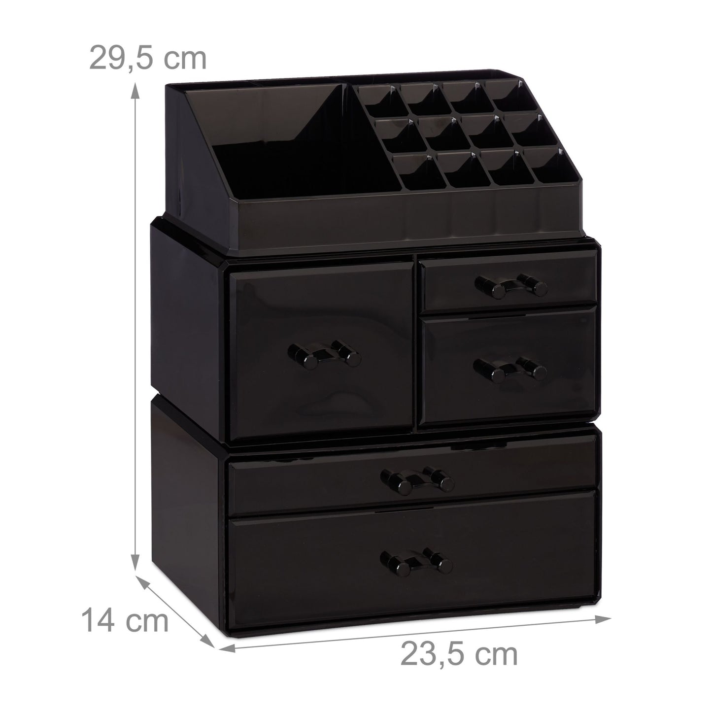 Make-up storage in acrylic with 21 compartments