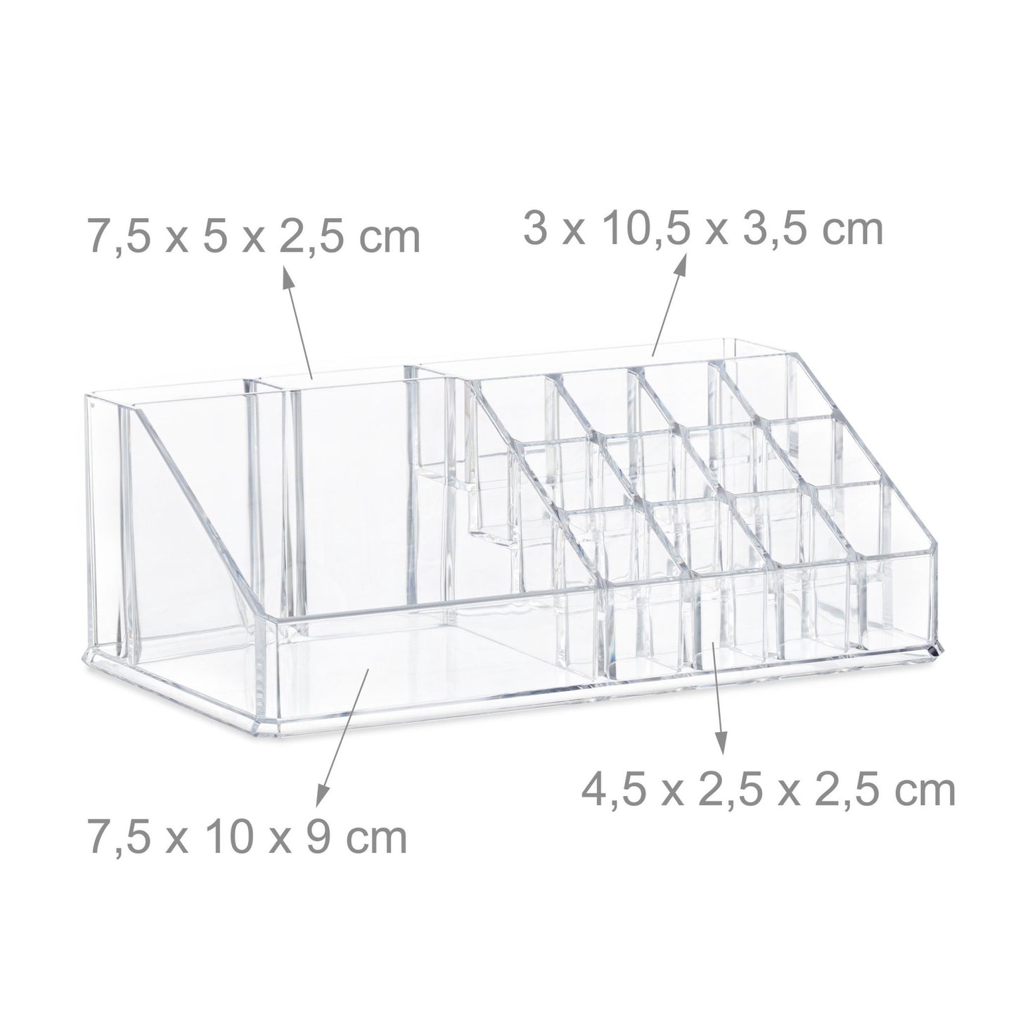 Makeup storage in acrylic with 21 compartments