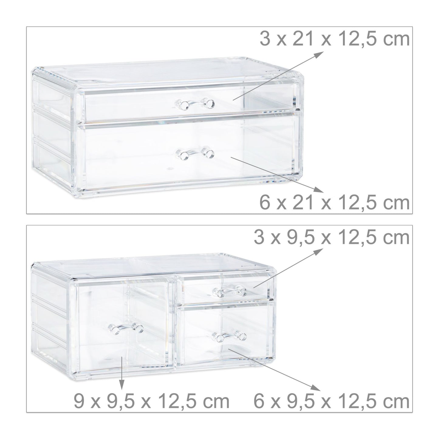 Makeup storage in acrylic with 21 compartments