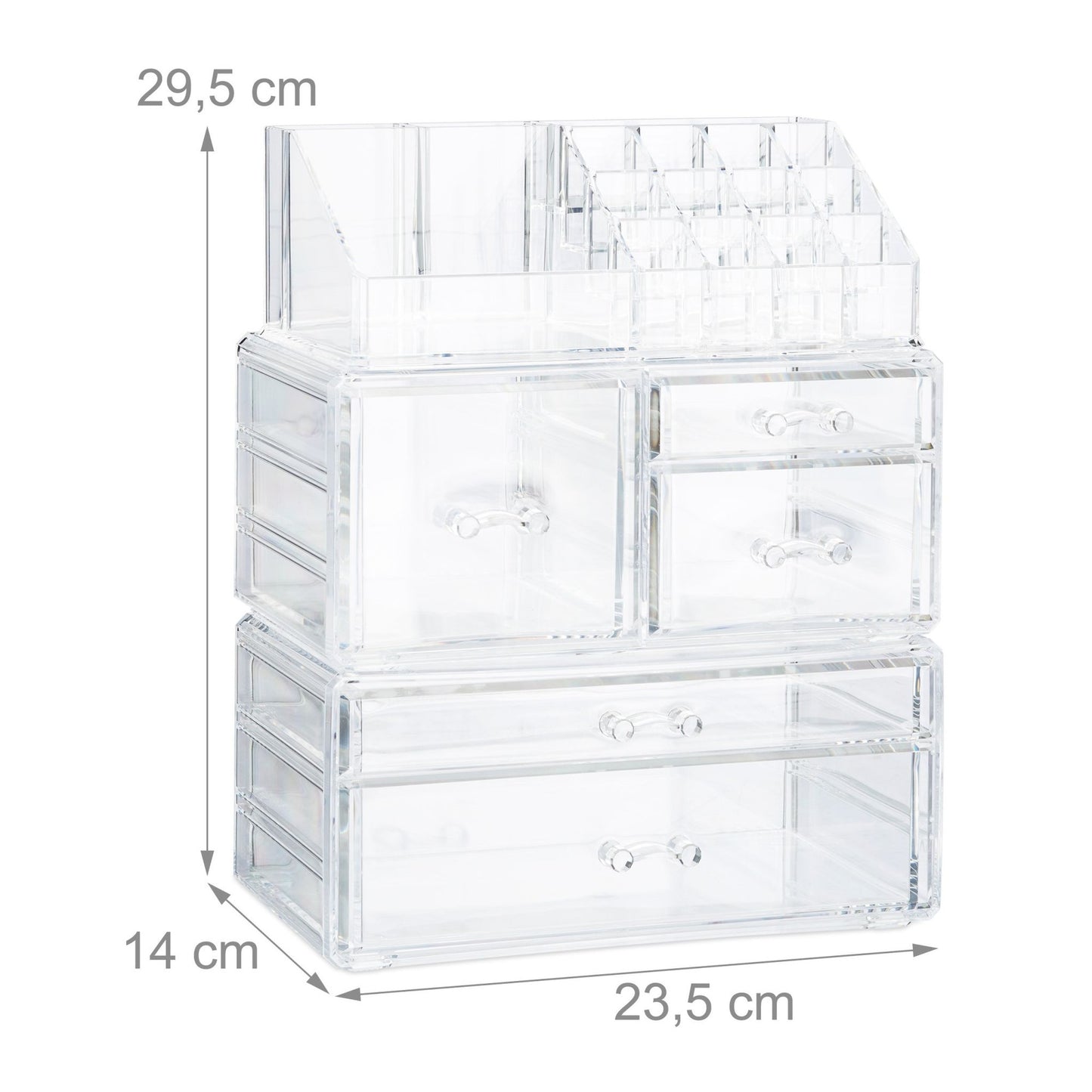 Makeup storage in acrylic with 21 compartments