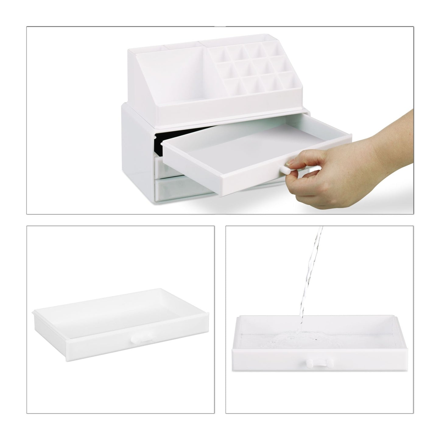 Makeup storage with 3 drawers