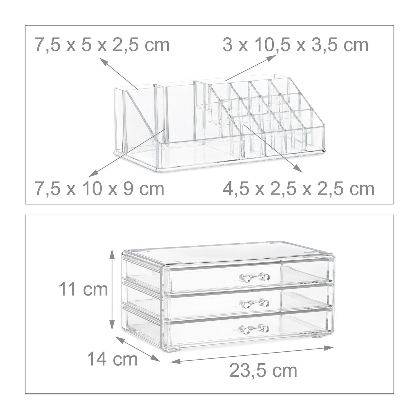 Makeup storage with 3 drawers