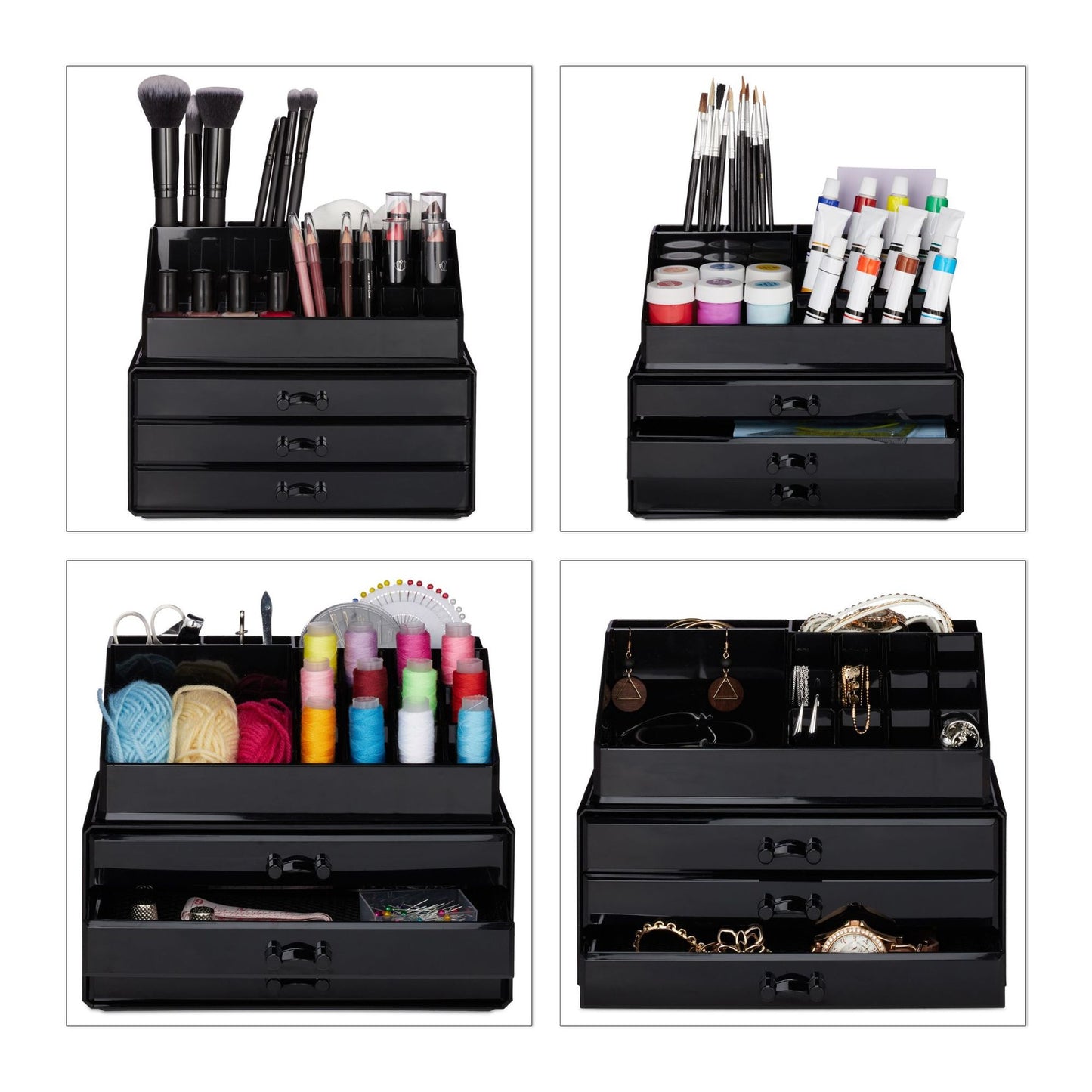 Makeup storage with 3 drawers