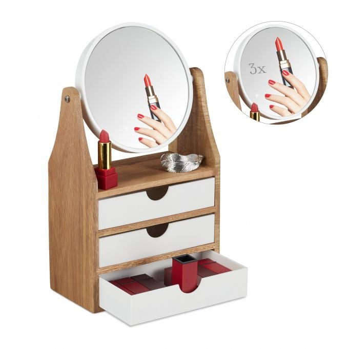 Makeup storage with mirror