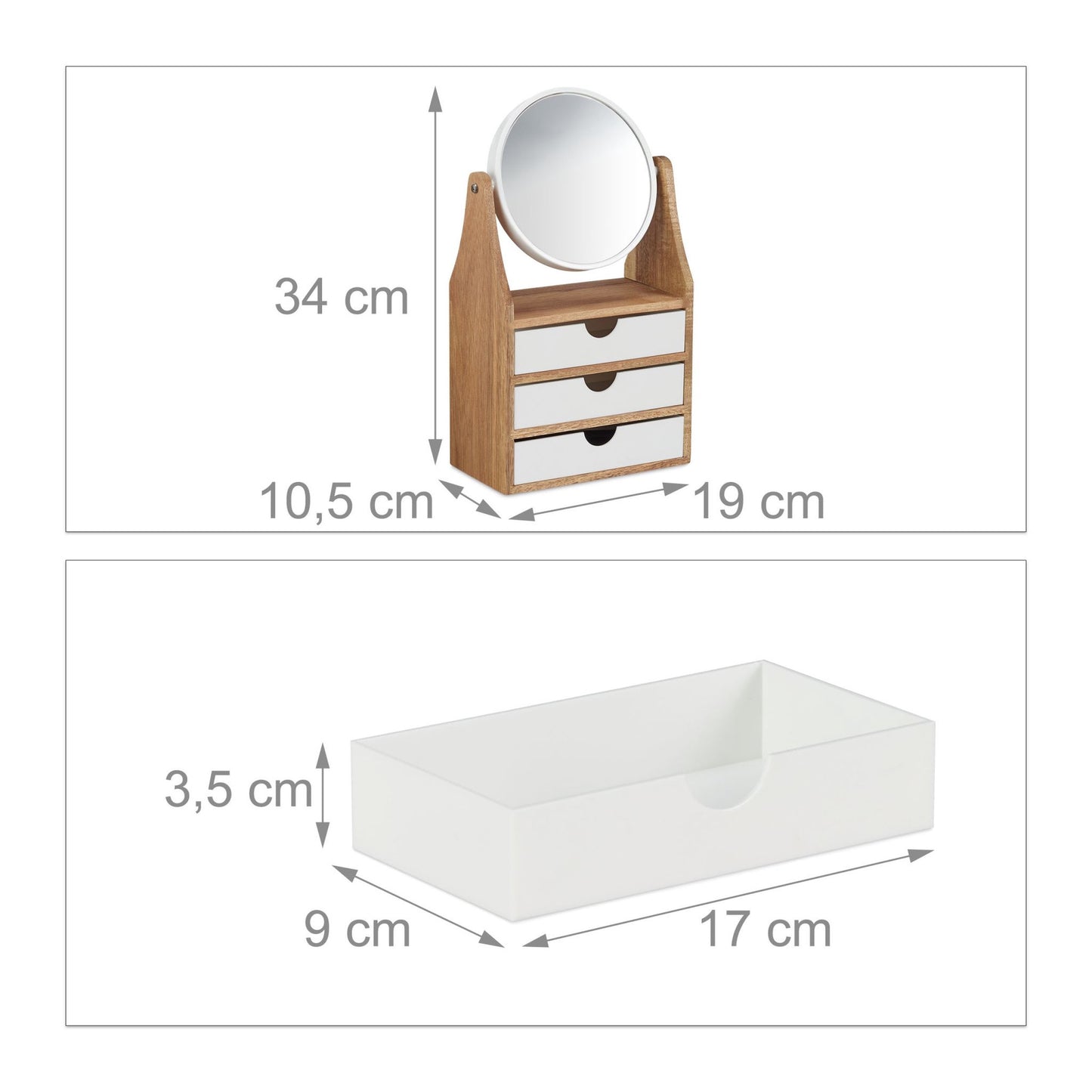 Makeup storage with mirror