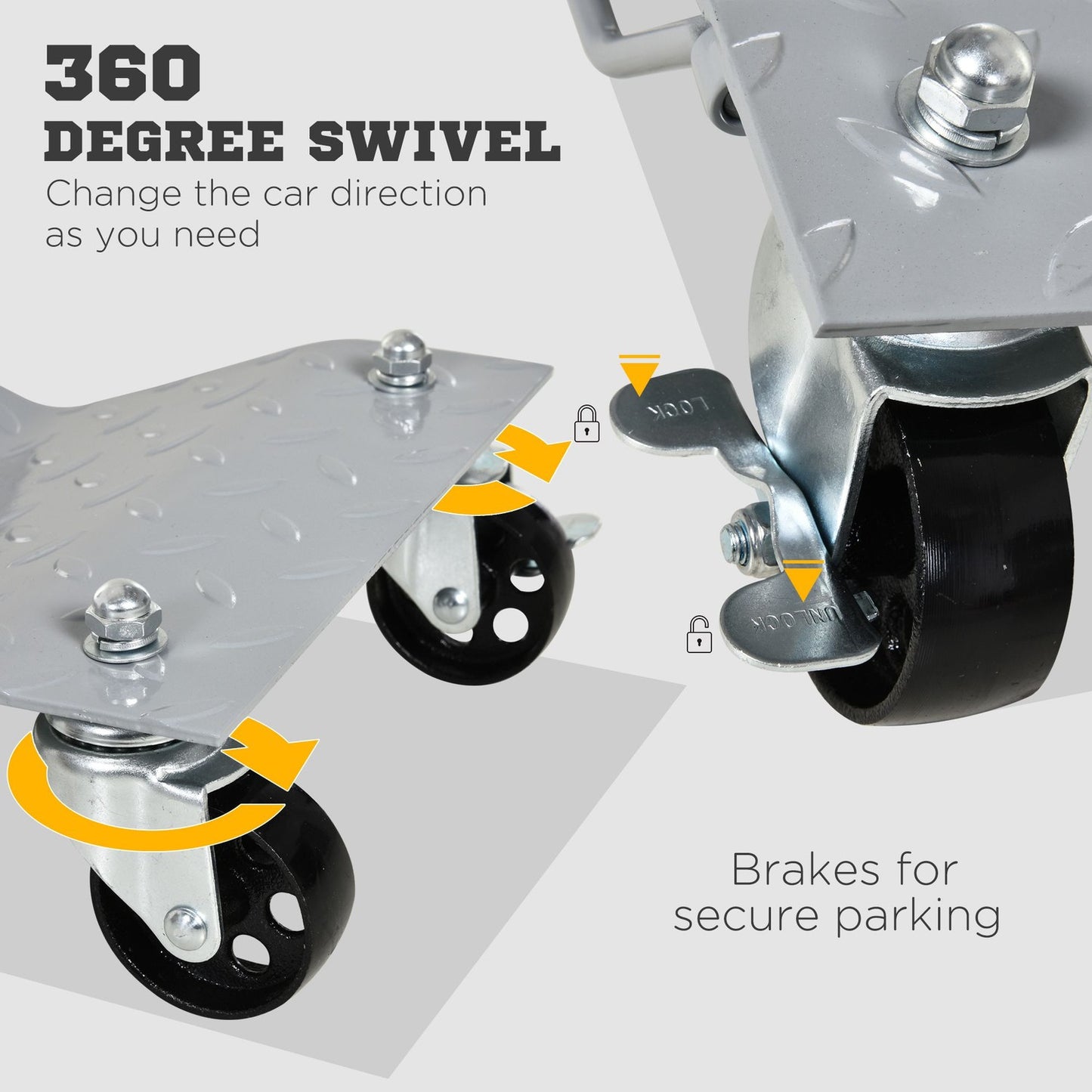 Maneuvering jack kit, tire assist with 4 wheels, grey, 40.5x30 cm