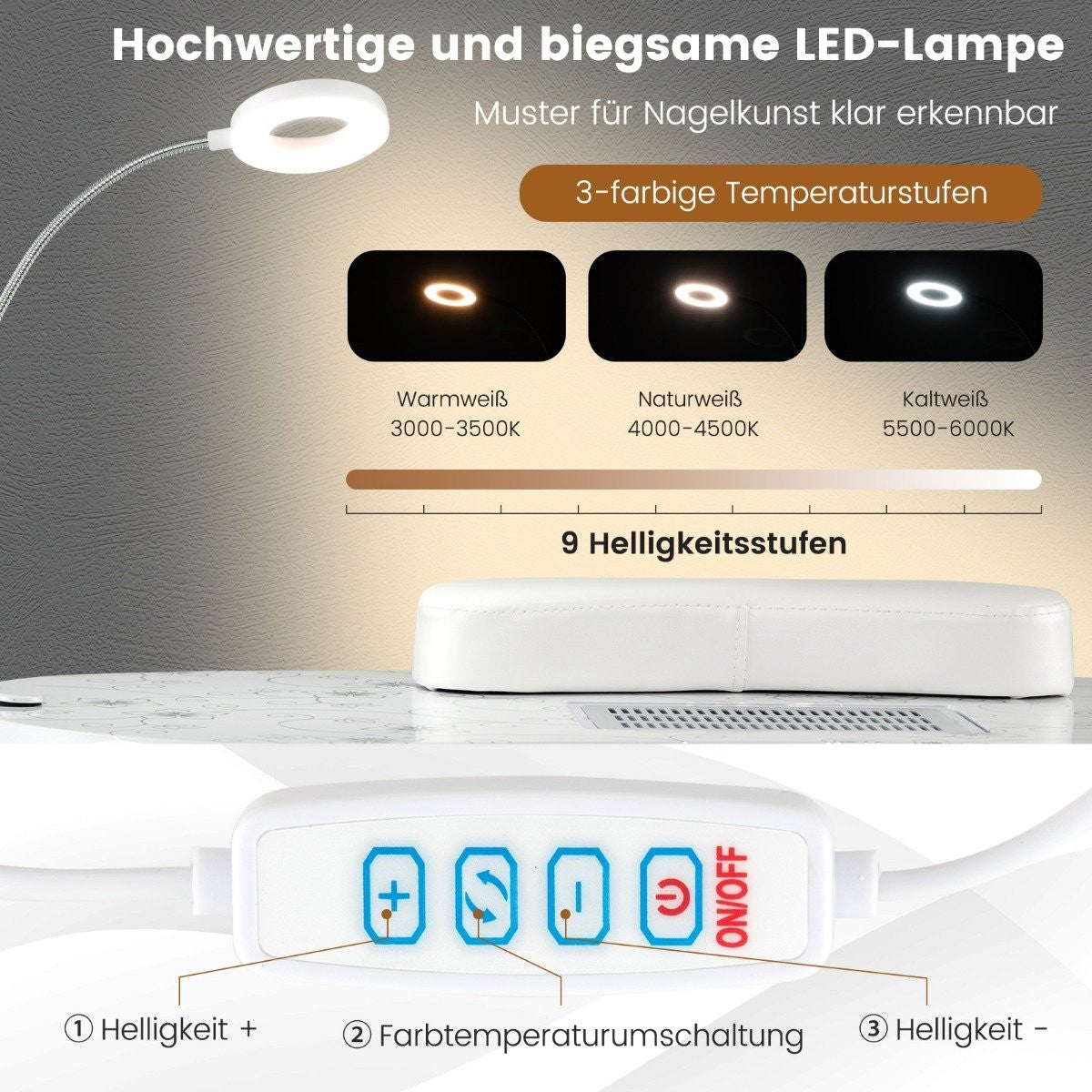 Manicure table foldable nail table with electric dust collector manicure table marble look white