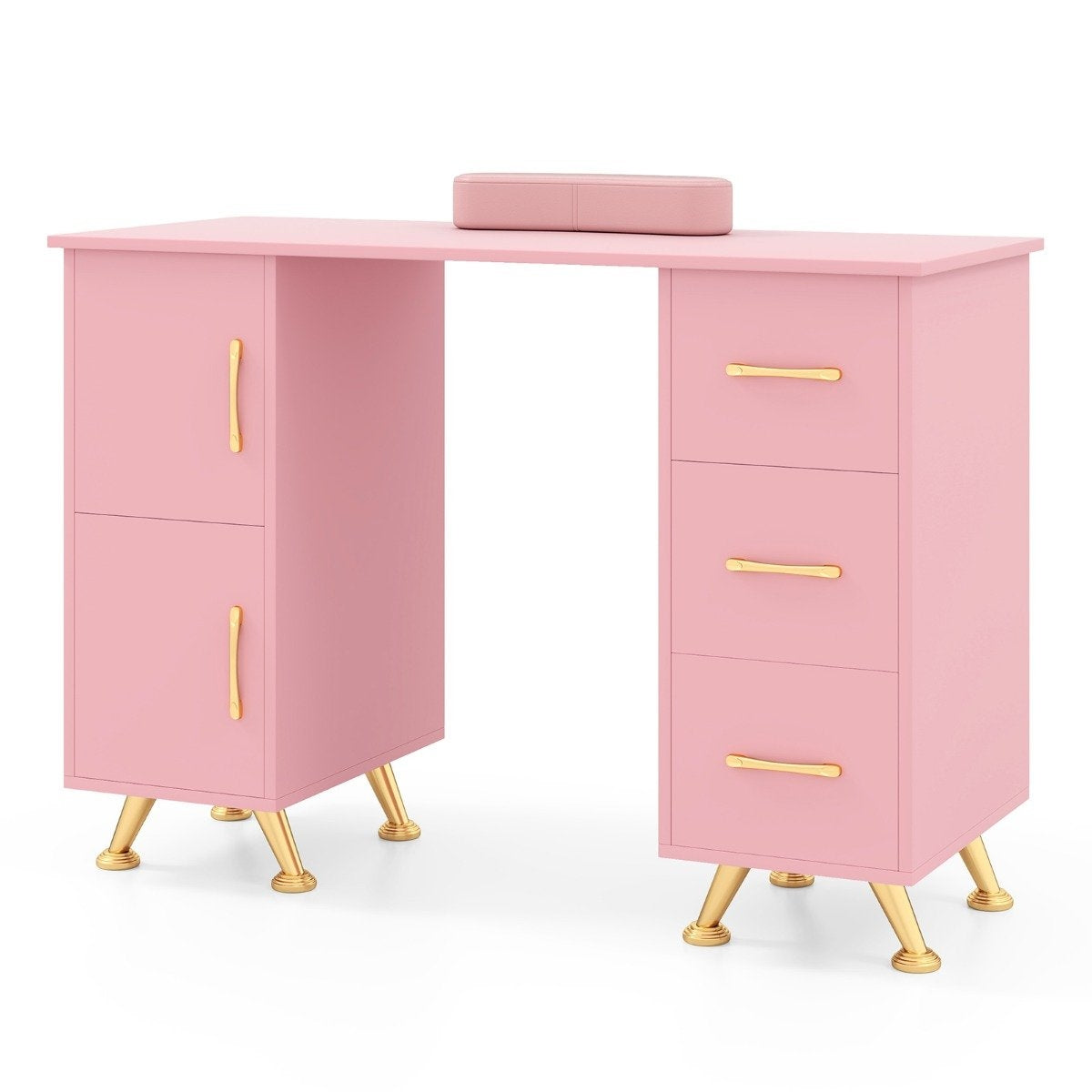 Manicure table with drawers cabinets &amp; Wrist rest manicure table pink