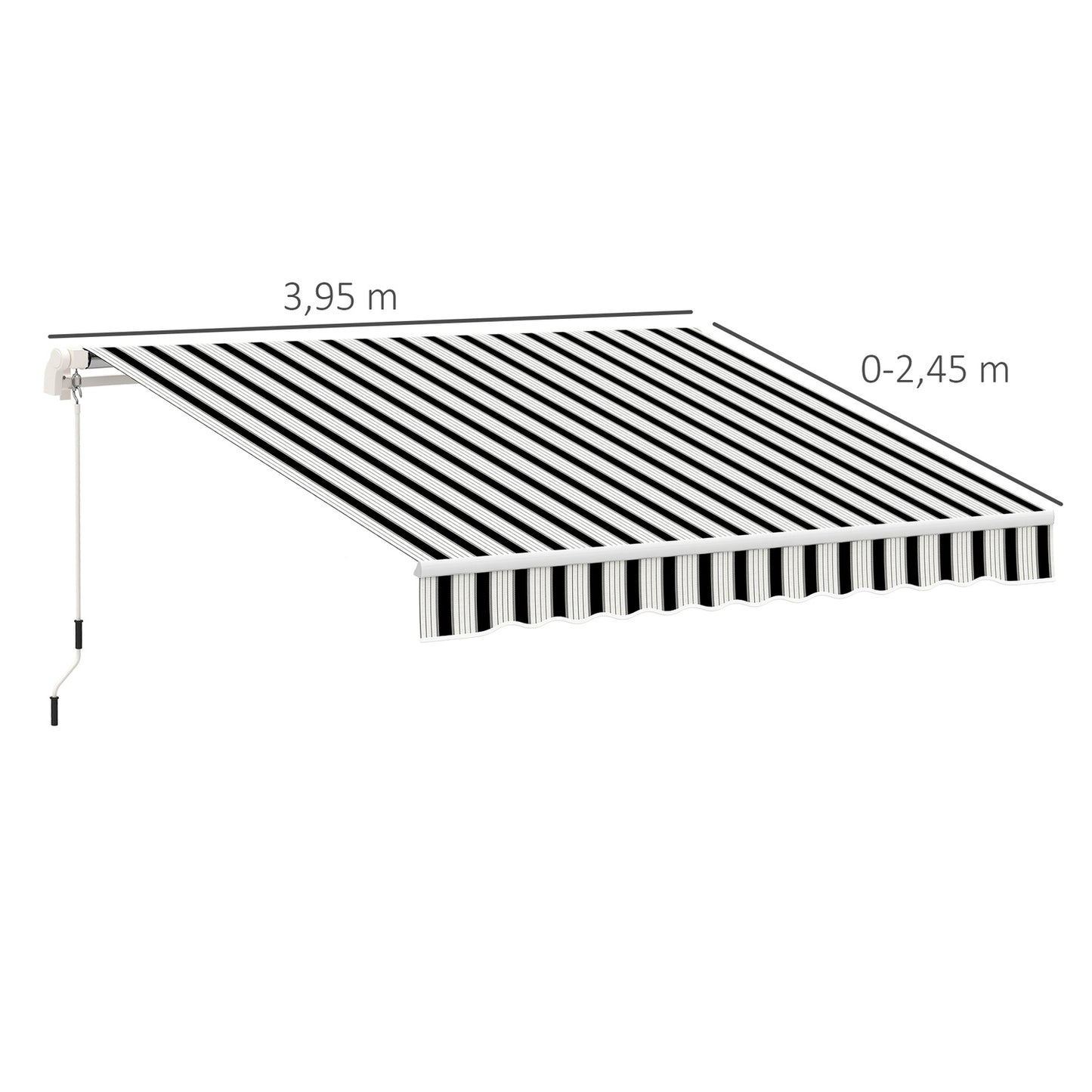 Manual folding arm awning 4m, Sun protection, White/Blue