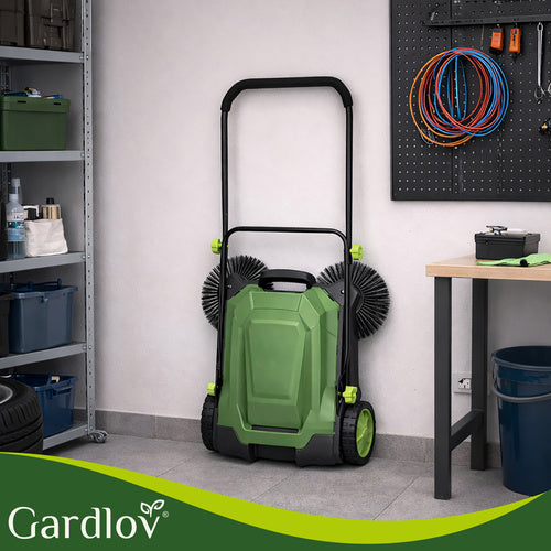Manual Leaf Sweeper, 68cm Width, 24L Container, 3 Brushes