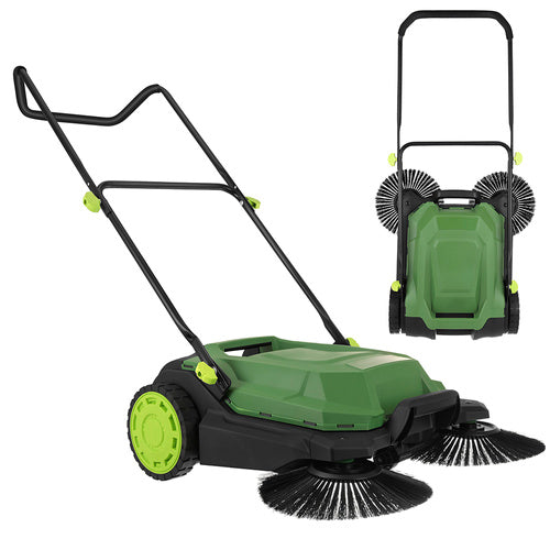 Manual Leaf Sweeper, 68cm Width, 24L Container, 3 Brushes