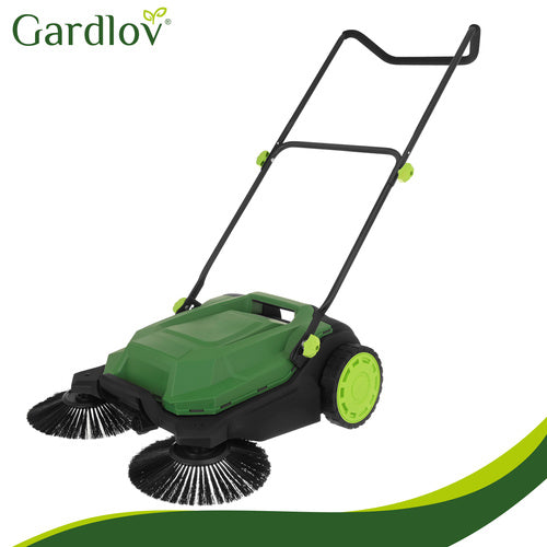 Manual Leaf Sweeper, 68cm Width, 24L Container, 3 Brushes