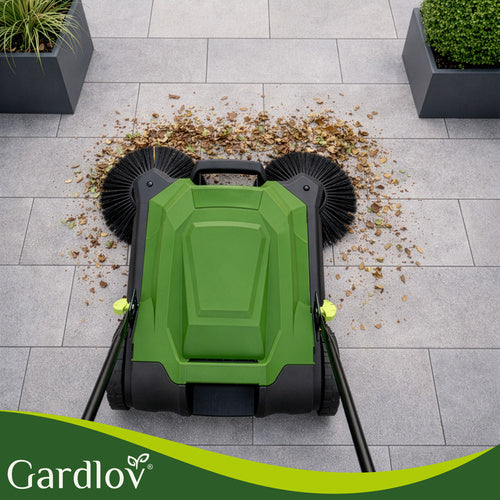 Manual Leaf Sweeper, 68cm Width, 24L Container, 3 Brushes