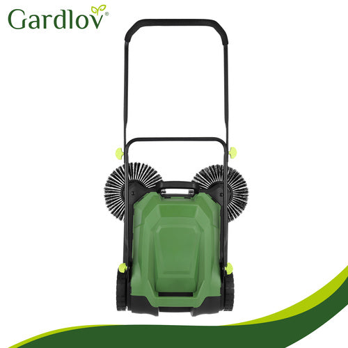 Manual Leaf Sweeper, 68cm Width, 24L Container, 3 Brushes
