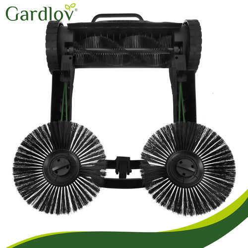 Manual Leaf Sweeper, 68cm Width, 24L Container, 3 Brushes