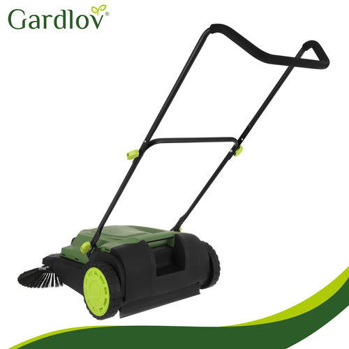 Manual Leaf Sweeper, 68cm Width, 24L Container, 3 Brushes