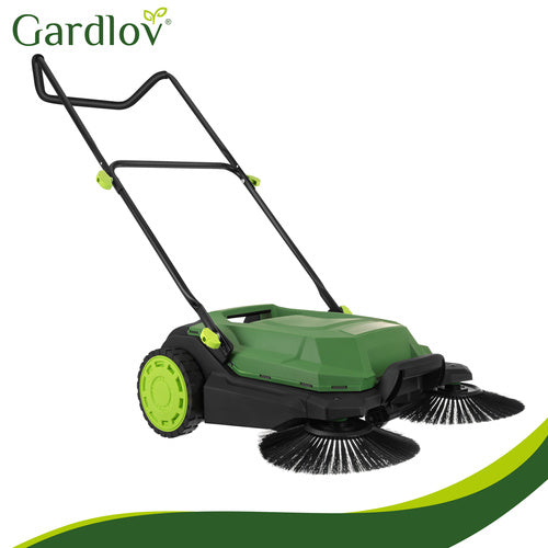 Manual Leaf Sweeper, 68cm Width, 24L Container, 3 Brushes