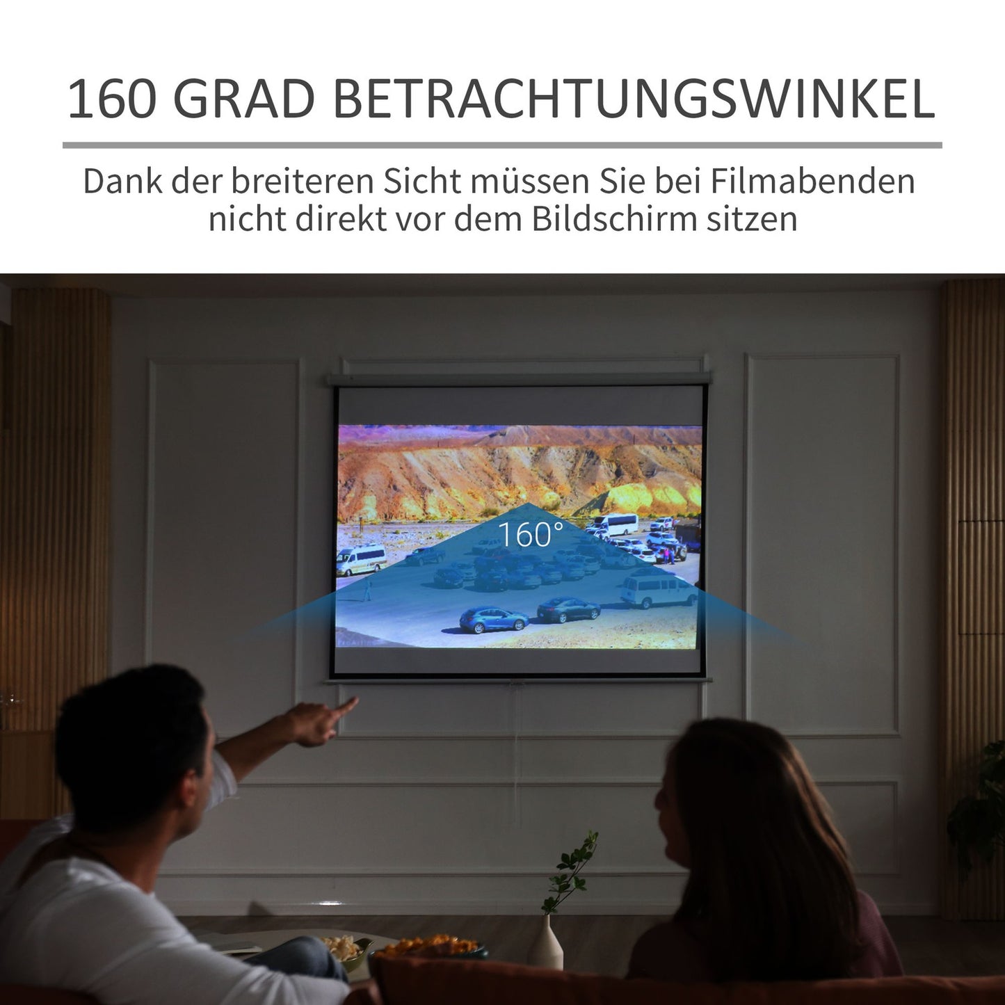 Manual Projector Screen, 100 Inch, 4:3/16:9, Home Theater