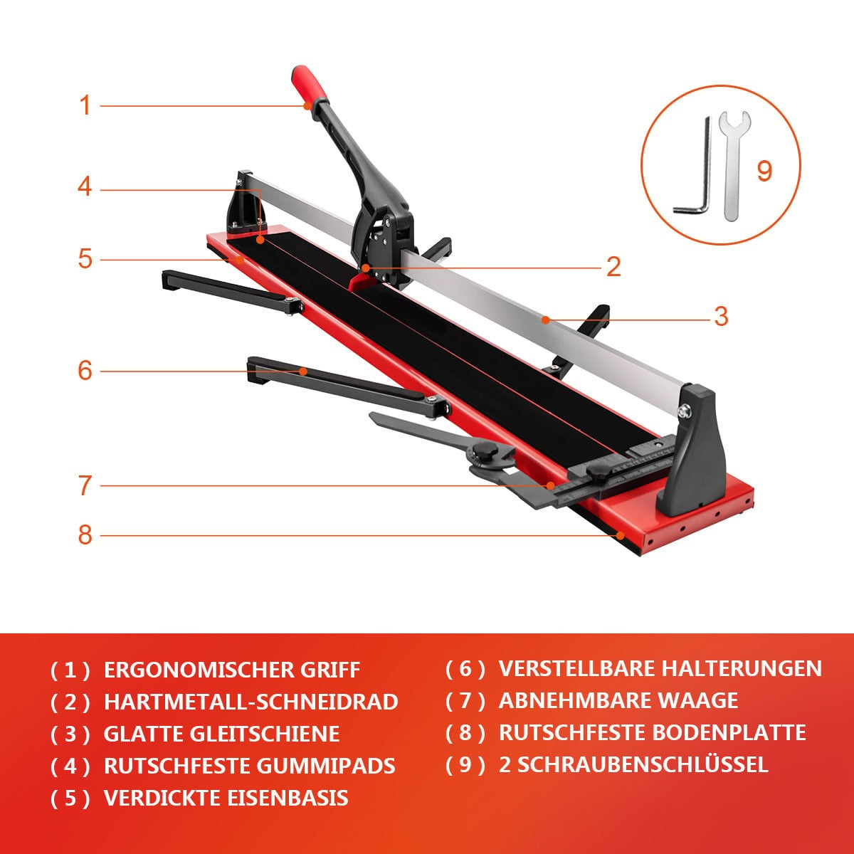 Manual Tile Cutter, 120cm, 0-60 Adjustable Angle