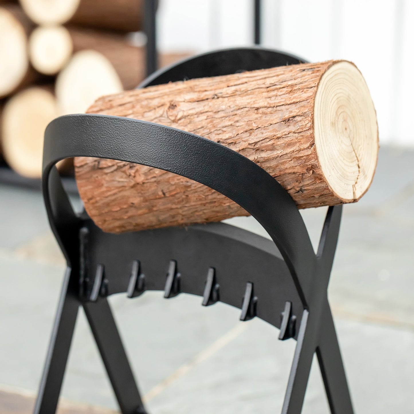 Manual wood splitter, carbon steel for camping and home use